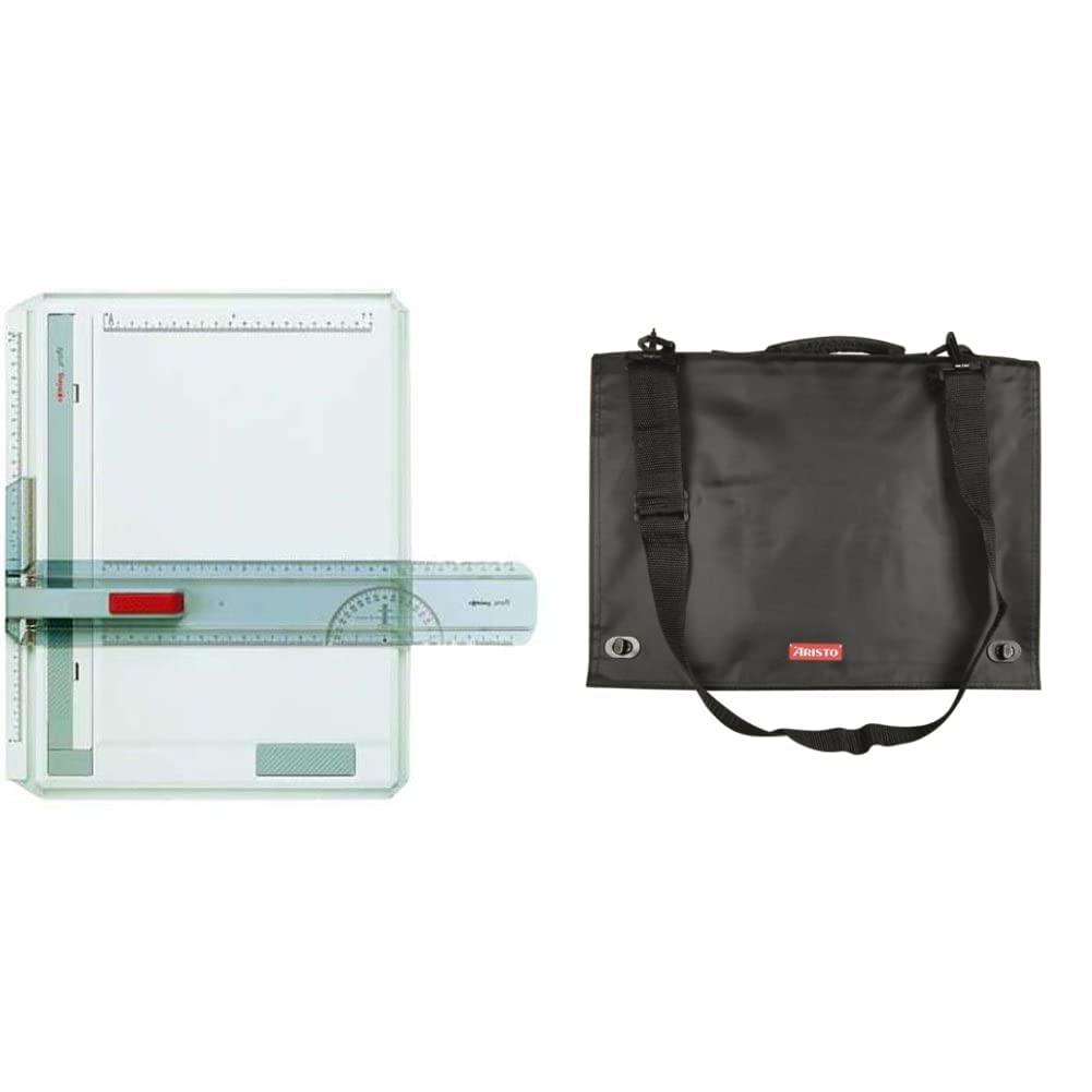 rOtring Profil-A4-Zeichenbrett & Aristo AR7064 Geo Board Carry Bag (Transporttasche für Zeichenplatten DIN A4) schwarz/rot