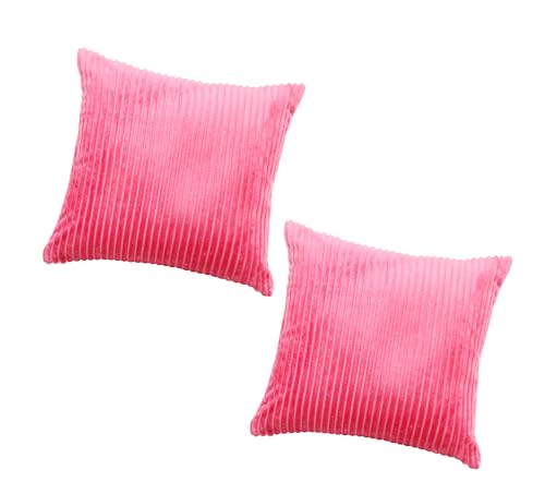 Image of RD TREND Cushion Cover Set of 2, Decorative Sofa Living Room Home Square Cushion Covers 18 Inch x 18 Inch, Aesthetic Corduroy Striped Double Sided (Salmon)
