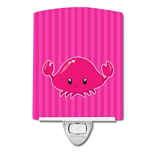Lámpara de noche cerámica con diseño náutico rosa de cangrejo