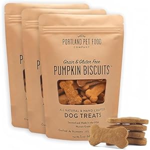 Portland Pet Food Company Pumpkin Healthy Dog Treats – Multipack, Grain-Free, Human-Grade, All Natural Dog Training Treats & Biscuits Made in the USA – 3-Pack (5 oz)
