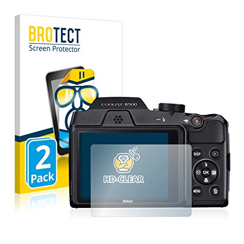 BROTECT Protector Pantalla Compatible con Nikon Coolpix B500 Protector Transparente (2 Unidades) Anti-Huellas