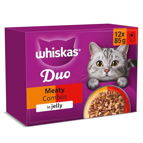 Image of WHISKAS DUO Adult Wet Cat Food in Jelly 12x85g Classic Combos (Pack of 4)