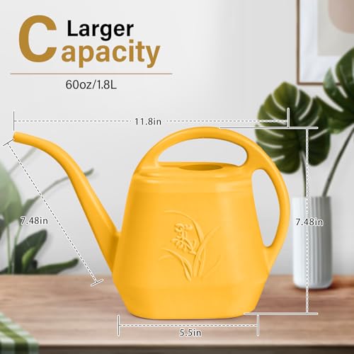 Image of Plastic Watering Can - for Indoor and Outdoor Plant - 1 /2 Gallon - Orange