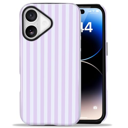 Coque iPhone 17 antichoc motif rayé violet clair idée cadeau élégante