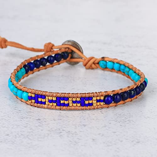 Image of KELITCH Turquoise Beaded Wrap Bracelets Bangle Handmade Charm Chain Strand Bracelet For Women