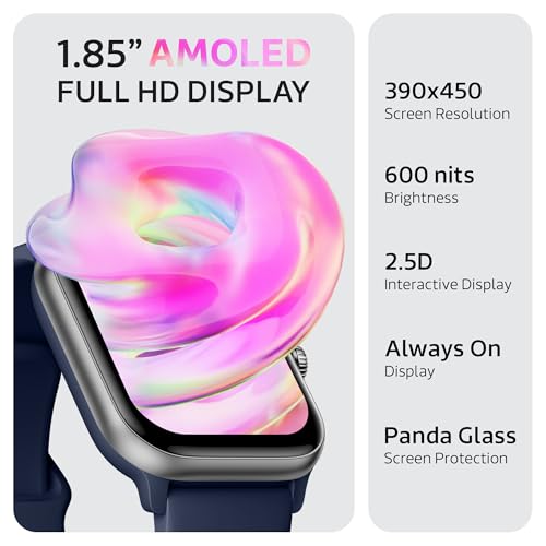 Image of OCTANDRA Pulse 2 VeryFit 1.85 inch AMOLED Smart Watch - Bluetooth Answer Call Alexa Body Energy Heart Rate Oxygen Saturation Sleep Monitor Step Tracker - IP68 Fitness Watches for Men Women (GTX10) (Blue)