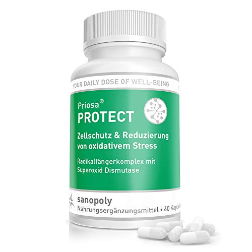 SANOPOLY Priosa® PROTECT 60 Kapseln I Superoxid-Dismustase I Unterstützend zum Zellschutz vor oxidativem Stress I Anti-Aging Effekt durch SOD Enzym I Vegan & Glutenfrei