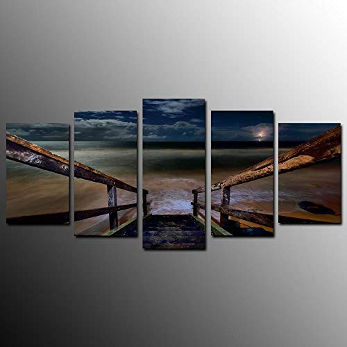 Impression sur toile 5 pièces avec pont, décoration murale moderne pour le salon