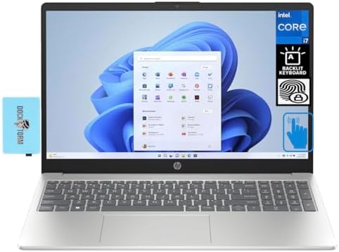 HP 15t 15.6" Touchscreen FHD IPS Laptop (Intel i7-1355U 10-Core 1.70GHz, 64GB RAM, 2TB PCIe SSD, Intel UHD, Backlit KYB, Fingerprint, WiFi 6, BT 5.3, HD Webcam, Win 11 Pro) with Dockztorm Dock
