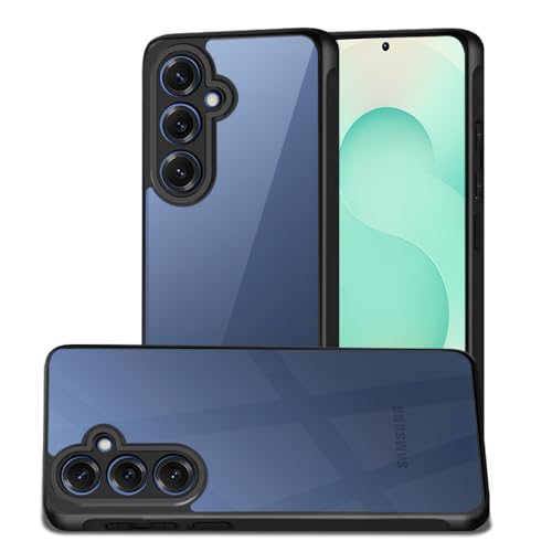 Image of AESTMO Samsung Galaxy S25 Plus 5G Back Cover | 360 Protection | Crystal Clear Hard Back Transparent | Bumper Case for Samsung Galaxy S25 Plus 5G (PC+TPU, Black Bumper)
