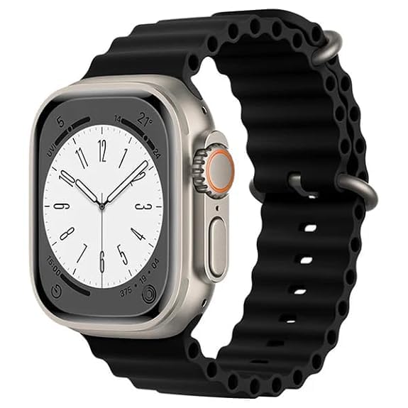 Ocean Band Strap Compatible Apple Watch Strap 42mm 44mm 45mm 49mm Ultra, Soft Silicone Replacement Sport Band for iWatch Series 8/7/6/5/4/3/2/1 SE Adjustable Breathable Wrist Strap-image-42