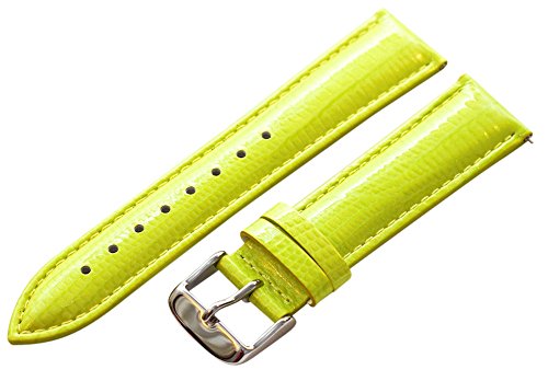 Clockwork Synergy - 2 Piece Ss Leather Lizard Grain Interchangeable Replacement Watch Band Strap 16mm - Lime Green - Men Women