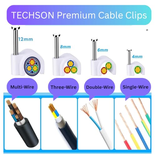 TECHSON Cable Clips 200pcs with Metal Nails - Image 3