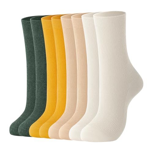 Image of J-BOX 10 pairs Crew Socks for Women Knit Ribbed Cotton Socks Running Athletic
