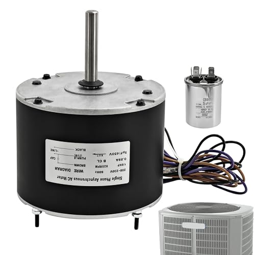 Upgraded MOT18688 1/8 HP Condenser Fan Motor Fits for Trane, for American Standard, AC Fan Motor with Capacitor,1/8 HP, 208-230V, 825 RPM, ReplaceMOT18688 MOT12215 MOT12004 MOT10514
