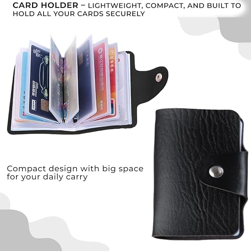 Image of Kraptick Pocket Cards Holder - Compact Lightweight Wallet for Credit and Debit Cards, Multi-Functional Card Organizer, Durable Card Carrier with 16 Slots for Easy Access and Storage (Black)