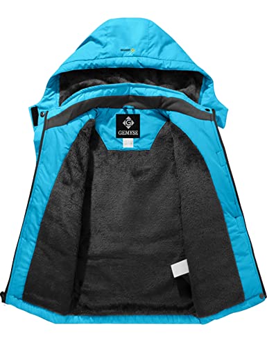 Gemyse Girl's Waterproof Ski Snow Jacket Fleece Windproof Winter Jacket With Hood (Light Blue,14/16) #TOP2