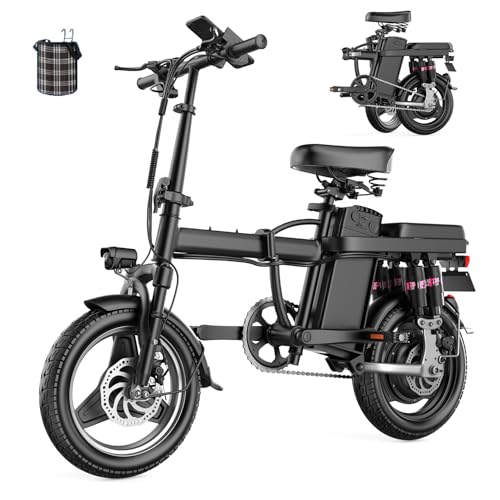 AVBDJOY Electric Bike for Adults, Folding Ebike with Removable Battery, 700W Peak Motor, 25 Miles Range, 25 MPH Max, All Terrain Electric Bicycle with 14 x 2.12 Fat Tires
