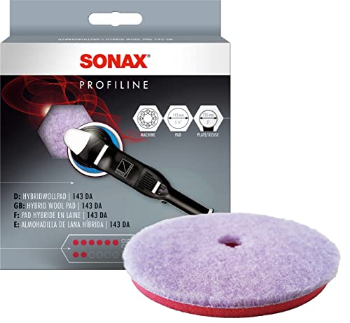 SONAX Pad hybride en laine 143 DA (1 pièce) Pad de ponçage efficace pour les machines à polir excentriques avec un support de 125 mm | Réf: 0493800