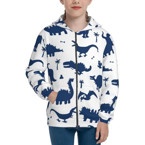 Cute Cartoon Dinosaurs Kids Pullover Hoodies Boys Zip Up Sweatshirts Girls Athletic Clothes with Pocket3