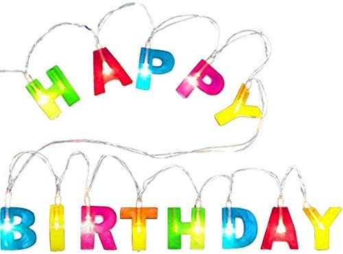 Gwill Happy Birthday LED String Lights, Multicolor Light Up Letter Birthday Party Hanging Decorations (1.2 inches Letter Size, 3 Foot Long, Battery Not Included)
