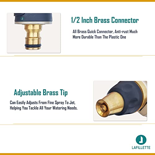 LAFILLETTE Multi Functional Garden Hose Nozzle Sprayer with Full Brass Nozzle Water Spray Nozzle For Lawn, Gardening, Car Washing, Watering Plants(Gold)