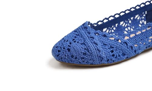 Image of FEVERSOLE Women's Comfort Breathable Knit Crochet Shoes Lace Ballet Flats