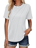 ANRABESS Womens Summer Tops Workout Shirts Beach Vacation Outfits Business Tshirts Dressy Fashion Spring Clothes 2025 White Small
