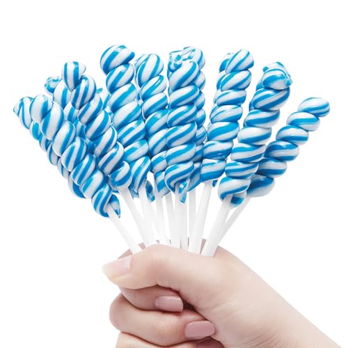 Lollipops Individually Wrapped Bulk - Twisty Lollipops - Kid's Whirley Lollipop Candy for Decorating Birthday, Blueberry Flavor 30 Pack