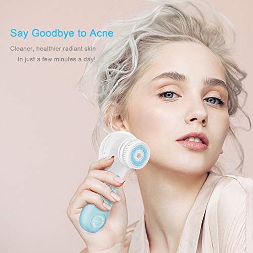 Facial Cleansing Brush,UMICKOO Face Brush Waterproof With 5 Exfoliating Heads,Rotary Spin Brush Cleansing System for Gentle Exfoliation and Deep Scrubbing