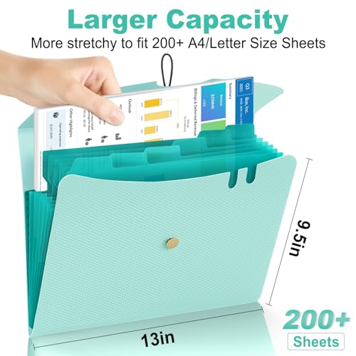 Sooez SZA0104-0703A 7 Pocket Expanding File Folder, Premium Accordion File Organizer, Letter Size Folders For Documents, Sleek Filing Folders With Bungee Closure, Portable Folders For School Office Supplies thumb #1