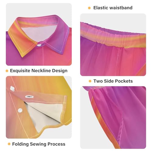 Boccsty Colorful Orange Pink Gradient Boy Summer Shorts Sets Hawaiian Toddler Boys T-Shirt & Pants 2 Pcs 3T4