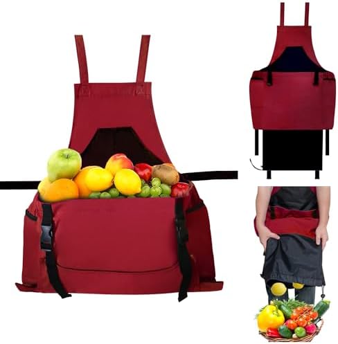 Tintsabo Gardening Apron, Harvest Apron Gardening Gifts for Men Gardening Apron with Pockets for Women, Red