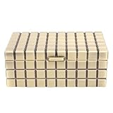 ZLXCAOB Joyero rectangular, elegante organizador de joyas de metal vintage para anillos, pendientes, collares (Bronce)