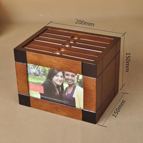 Álbum de Fotos de Madera, Caja con 5 Álbumes Deslizables 6x4in, Almacenamiento DIY para Fotos de 6 Pulgadas, para Bodas y Aniversarios miniatura 3