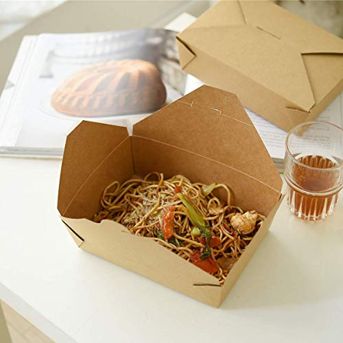 Take Out Boxes 71 Oz Chinese Take Out Containers 40 Pack Microwaveable Folding Natural Kraft Food Boxes for Food Take Out Boxes Ideal Leak and Grease Resistant Food Containers for Restaurants,Parties