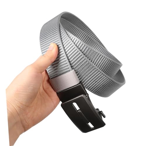 Automatic Buckle Belt for Men Ratchet Nylon No Holes Fashion Forward Grey3