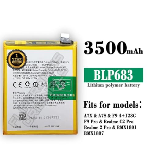 Image of BLP683 Battery for Oppo K1 / A7X / A7S / F9 4+ 128G F9 PRO / C2 PRO / 2 PRO / RMX1801,RMX1807 Battery with 1 Year Warranty ****(U141)