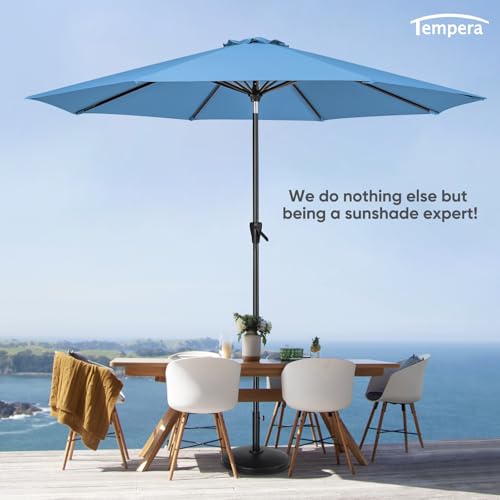 Image of Tempera Patio Market Outdoor Table Umbrella with Auto Tilt and Crank, Large Sun Umbrella with Sturdy Pole & Fade Resistant Canopy, Easy to Set