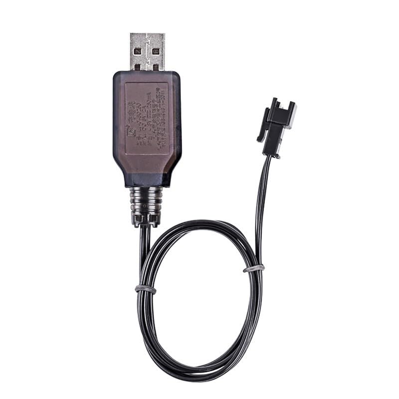 AMZZN Lot de 2 câbles de charge USB 4,8 V 250 mA avec connecteur JST-2P pour pelleteuses, camions, réservoirs, véhicules d'ingénierie, voitures télécommandées, véhicules de cascade 4,8 V NiCd ou NiMH