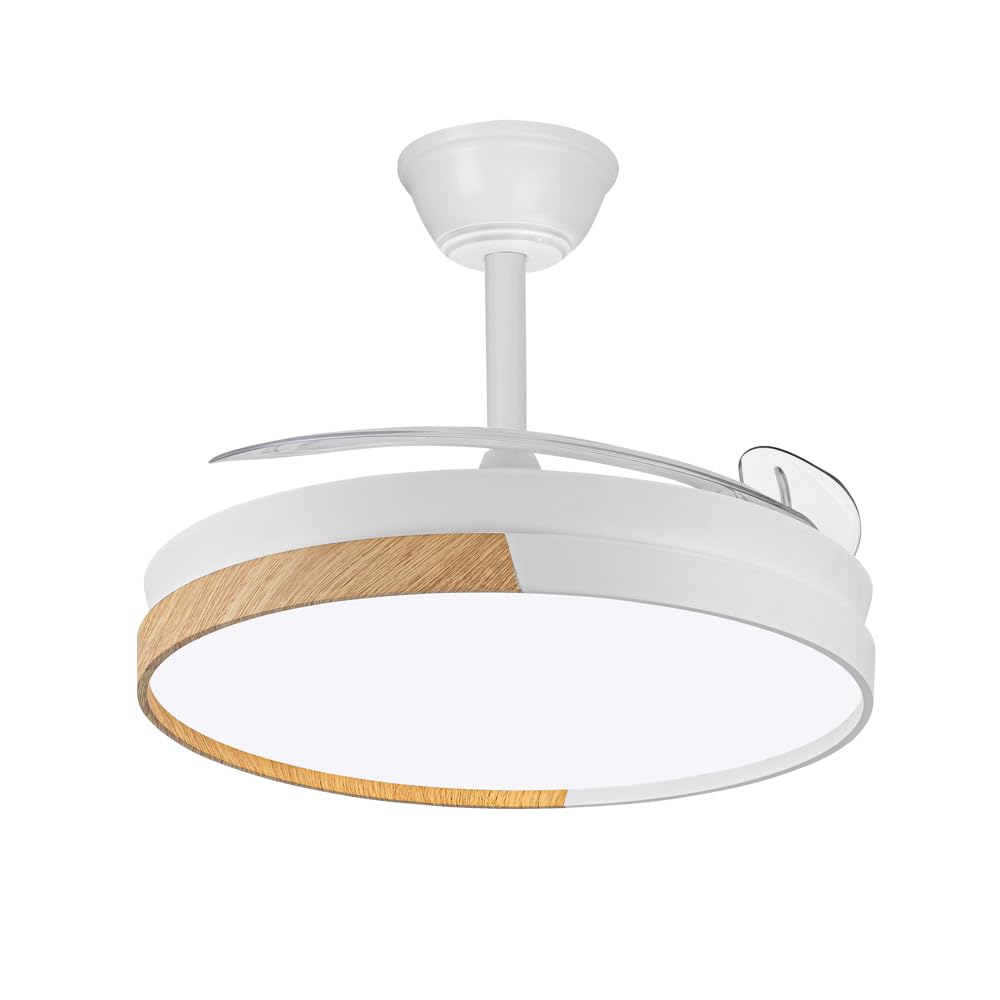 wonderlamp - LED fan folding blades Arpino White+Wood CCT 3000-4000-6000K, Dimmable 45W, Silent