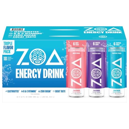 ZOA Zero Sugar Energy Drink Variety Pack, Sugar Free with