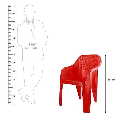 Image of Cello Dynamo Chair Set Pack of 6 - Red | Strong and Durable | Easy to Clean | Chair for Living Room, Bed Room, Kitchen, Office Room, Outdoor | 3 Years Warranty
