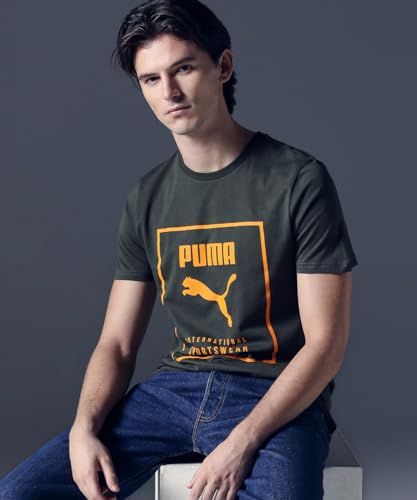 Image of Puma Men's Cotton Essential Box Graphic Print Slim Fit Tees