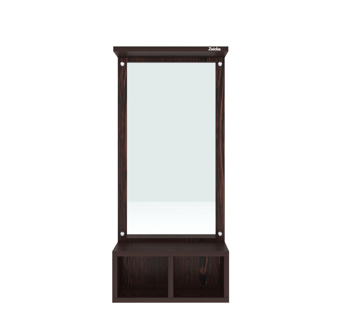 Zuicka Wall Mounted Wooden Mirror Cabinet with Storage Shelf | Dressing Mirror with Organizer | Bathroom & Bedroom Wall Shelf | 37 x 81 cm (Dark Wood Finish) 3
