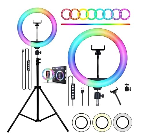 Ring Light RGB 10 Polegadas com Tripé – Iluminador LED Colorido USB – Inland Sounds