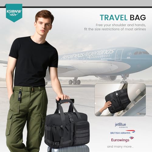 KSIBNW Personal Item Bag 40x30x15cm, Travel Duffle Bag 16x12x6 inch, Tote Carry on Luggage Under Seat for Airplanes Overnight Tactical Messenger Bags 15.6 inch Laptop Bags for Women and Men, Black4