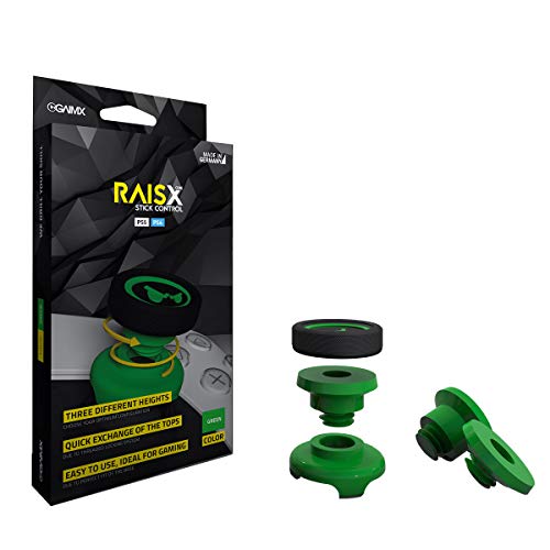 GAIMX RAISX CORE PS5 PS4 Supporto comando / Supporto di puntamento – ottimizzatore per amplificazione, accessori Playstation 4 e 5, prolunga thumbstick in tre diverse altezze, colore: verde