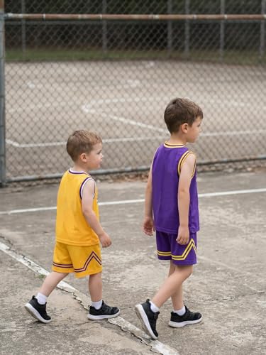Image of Volunboy Kids Sports Shorts Sets Boys Jerseys Tracksuit 2 Piece Basketball Performance Tank Top and Mesh Shorts Set