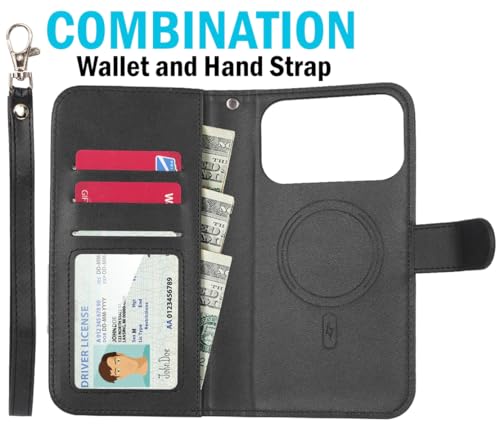 Nakedcellphone Magnetic Wallet for iPhone 17 Pro Max Case - Black Leather - image 2
